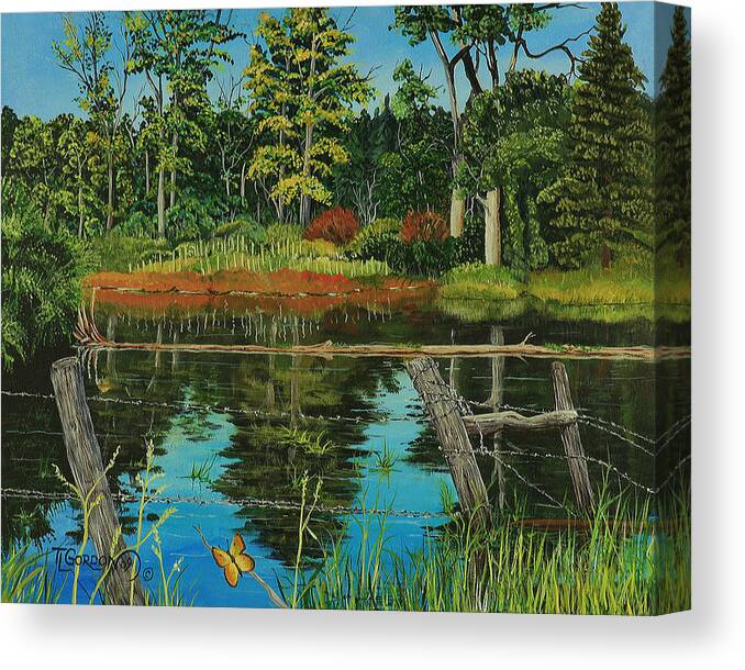 Landscape Canvas Print featuring the painting Hesperus Pond by Timithy L Gordon