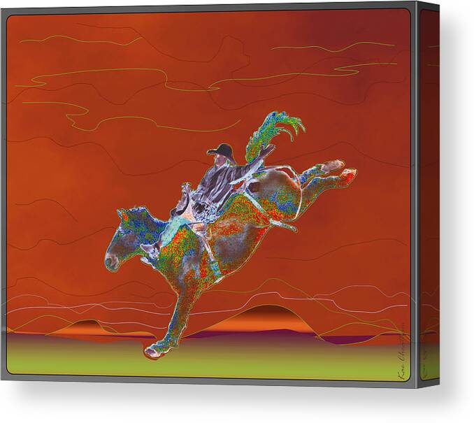 Rodeo Rider Canvas Print featuring the digital art High Riding by Kae Cheatham