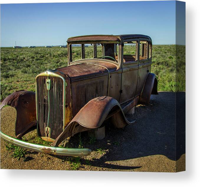 Antique Canvas Print featuring the photograph Historic Old Route 66 Passed by Jerry Ginsberg