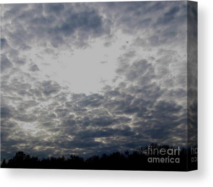 Winter Weather Weatherscapes Cloudscapes Skyscapes Natural Lightscapes Nature Photography Sweater Weather Hole In The Sky Canvas Print featuring the photograph Hole in the Sky by Joshua Bales