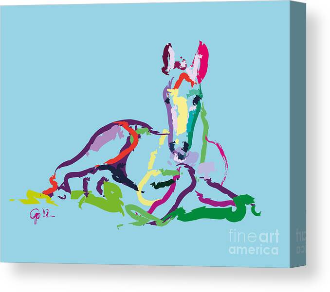 Foal Canvas Print featuring the painting Horse - foal - sweetie by Go Van Kampen