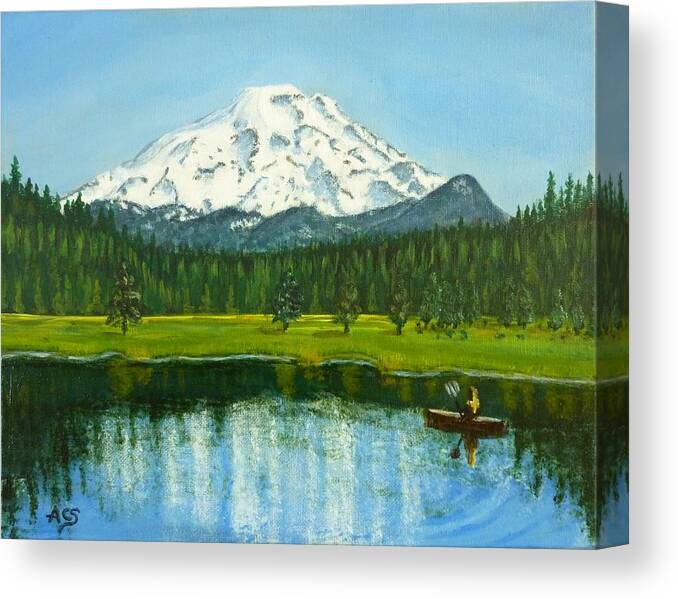 Hosmer Lake Canvas Print featuring the painting Hosmer Lake by Amelie Simmons