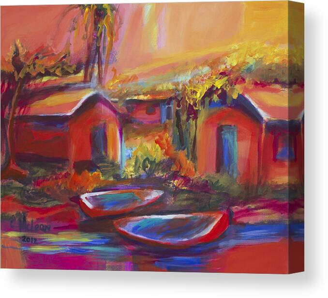 Abstract Canvas Print featuring the painting Houses by Cynthia McLean