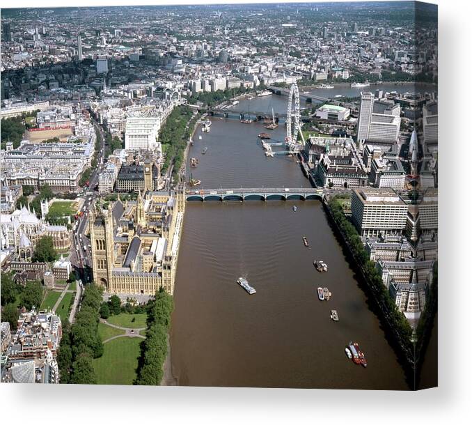 Westminster Bridge Canvas Print featuring the photograph Houses Of Parliament by Alex Bartel/science Photo Library