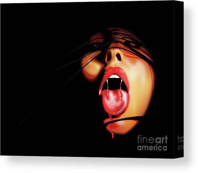 Vampire Canvas Print featuring the digital art Hunger for Blood by Brian Gibbs