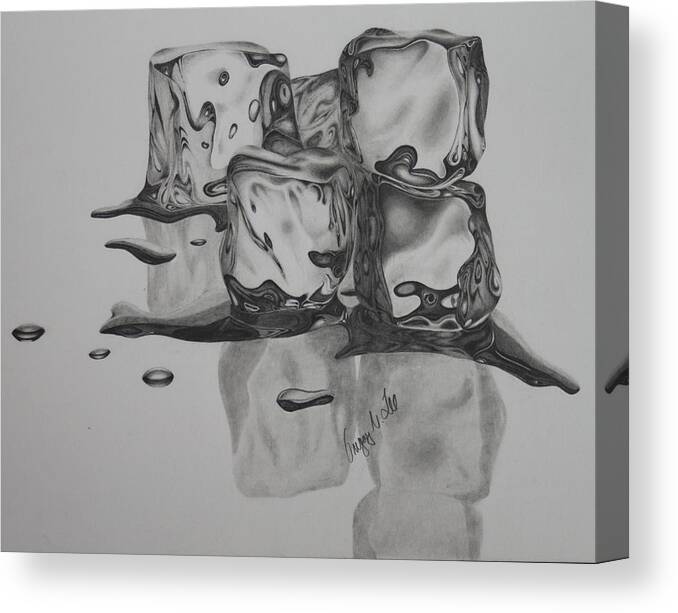 Ice Canvas Print featuring the drawing Ice Cubes by Gregory Lee