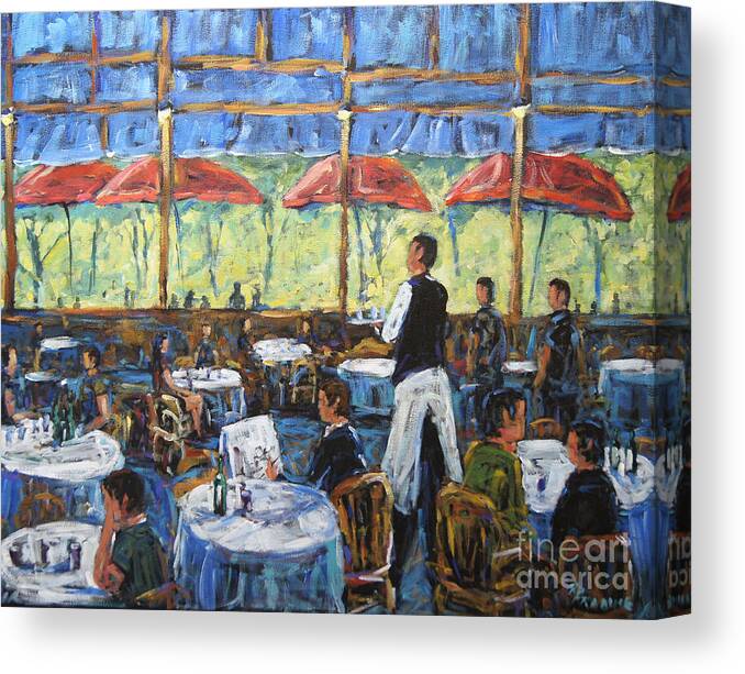 Impresionist Cafe By Prankearts Canvas Print featuring the painting Impresionnist Cafe by Prankearts by Richard T Pranke