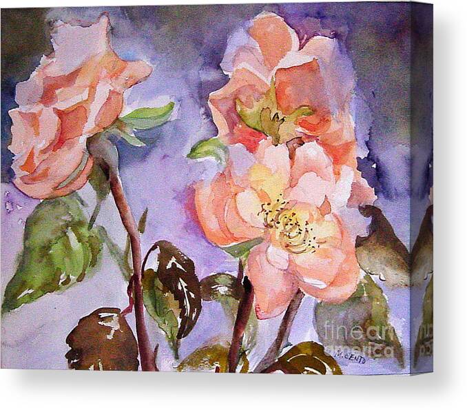 Roses Canvas Print featuring the painting In full bloom by Mafalda Cento