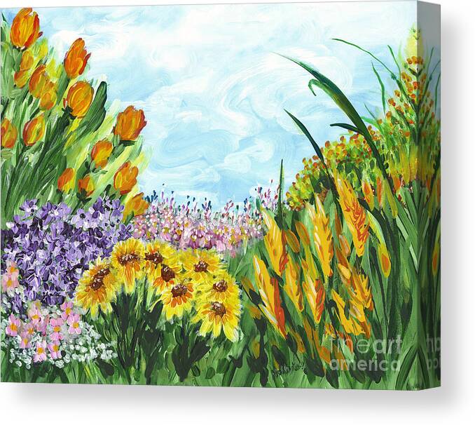 Landscape Canvas Print featuring the painting In My Garden by Holly Carmichael