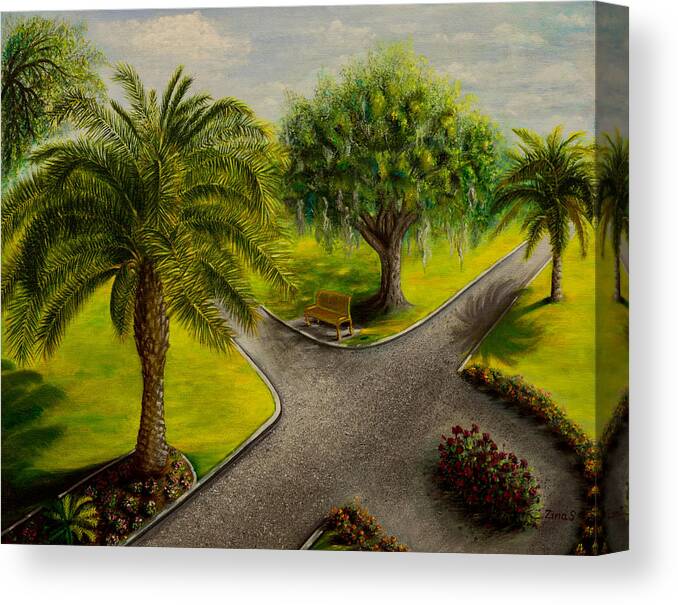 Landscape Painting Canvas Print featuring the painting In the park by Zina Stromberg