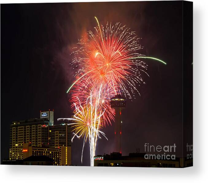 Fireworks Canvas Print featuring the photograph Independence Day by Cathy Alba
