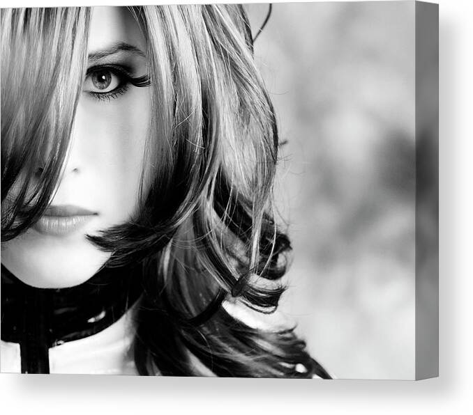 People Canvas Print featuring the photograph Intense Look by Stock colors