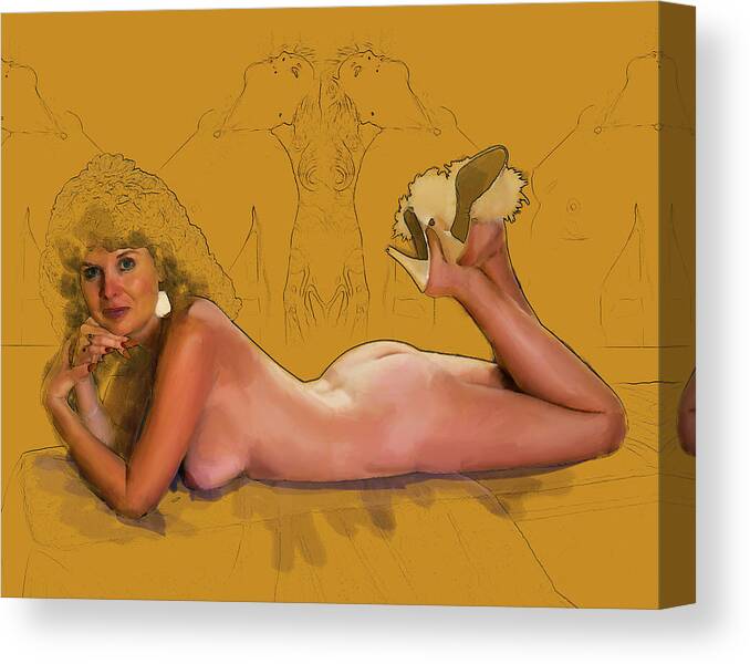 Nude Art Canvas Print featuring the painting Interesting by Shelby