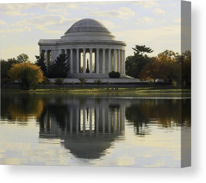 Basin Canvas Print featuring the photograph Jefferson Memorial in Autumn by Jack Nevitt