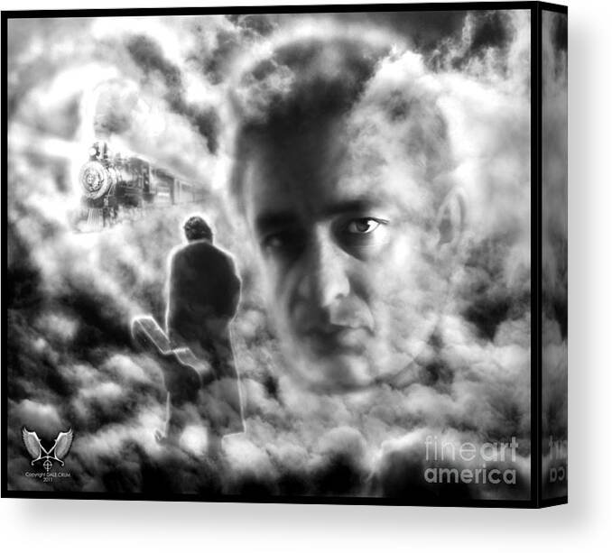 Johnny Cash Canvas Print featuring the digital art Johnny Cash Train Ride To Glory by Dale Crum