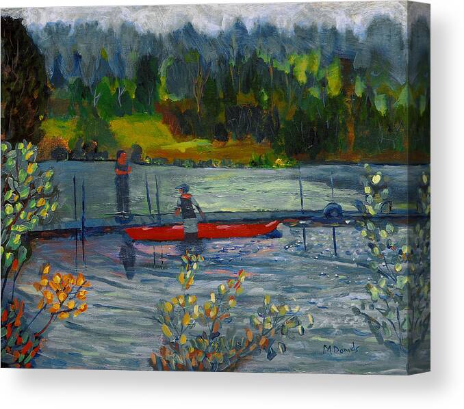 Kayak Canvas Print featuring the painting Kayak at Kittatinny by Michael Daniels