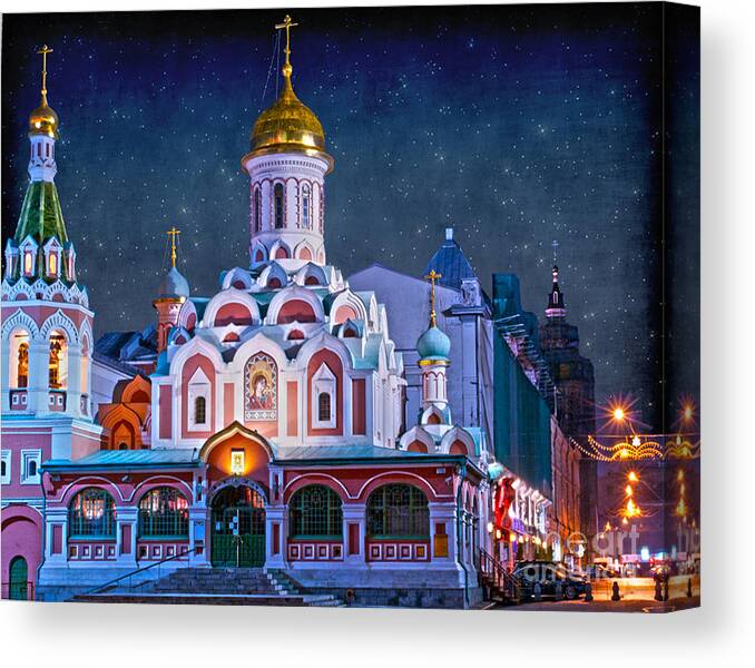 Russia Canvas Print featuring the photograph KAZAN CATHEDRAL. Red Square. Moscow Russia by Juli Scalzi