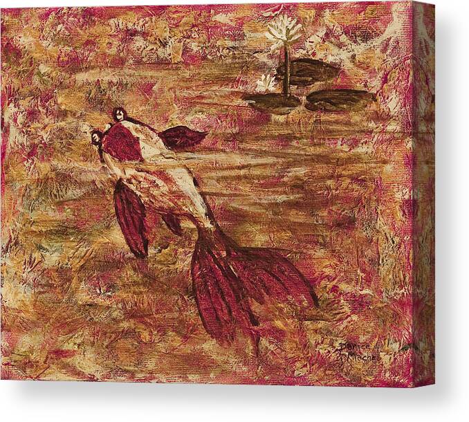 Koi Pond Canvas Print featuring the painting Koi Pond by Darice Machel McGuire