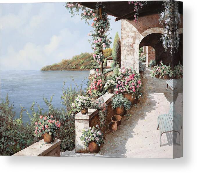 Coastal Canvas Print featuring the painting La Terrazza by Guido Borelli