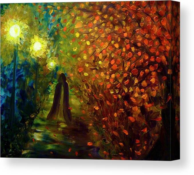 Lady Autumn Canvas Print featuring the painting Lady Autumn by Lilia D