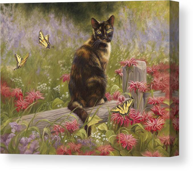 Cat Canvas Print featuring the painting Lady by Lucie Bilodeau