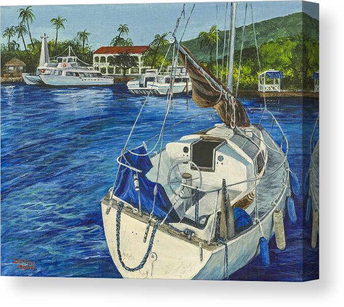 Landscape Canvas Print featuring the painting Lahaina Yacht by Darice Machel McGuire