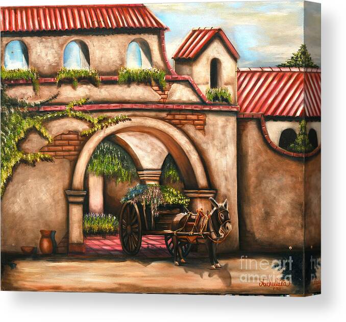 Adobe Canvas Print featuring the painting Landscaping by Ruben Archuleta - Art Gallery