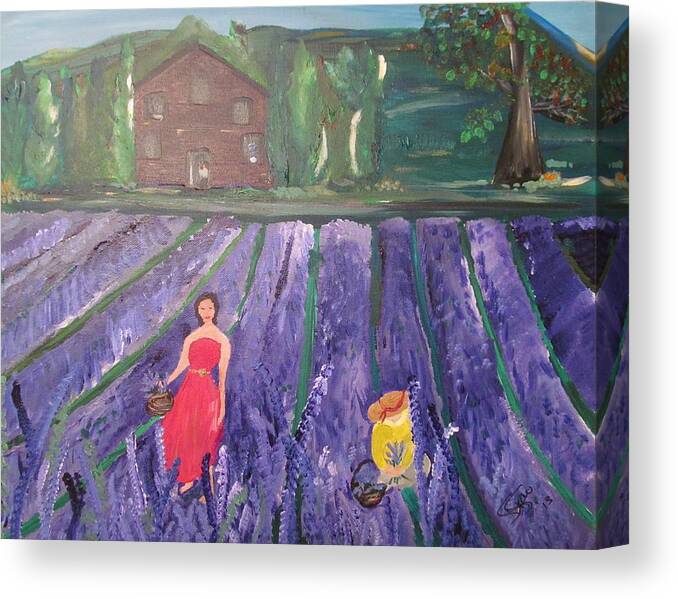 Lavender Field Canvas Print featuring the painting Lavandula Dentata by Susan Voidets