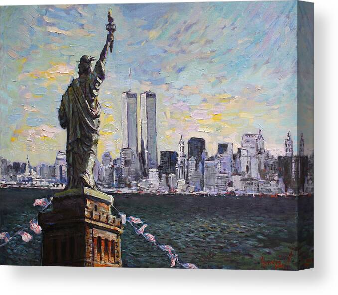 New York City Canvas Print featuring the painting Liberty by Ylli Haruni