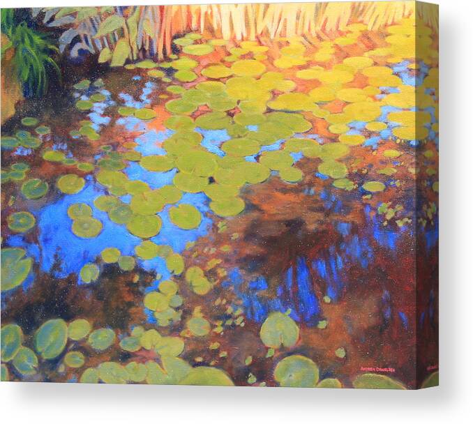 Pond Canvas Print featuring the painting Lilly by Andrew Danielsen