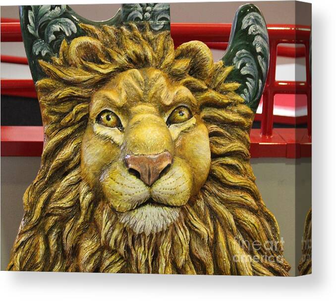 Lion Canvas Print featuring the photograph Lion Face Guitar by Cynthia Snyder