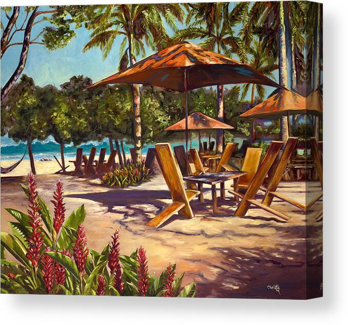 Tropical Canvas Print featuring the painting Lola's in Costa Rica by Christie Michael