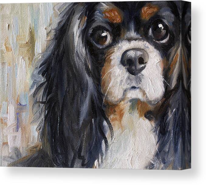 Cavalier King Charles Spaniel Canvas Print featuring the painting Love by Mary Sparrow