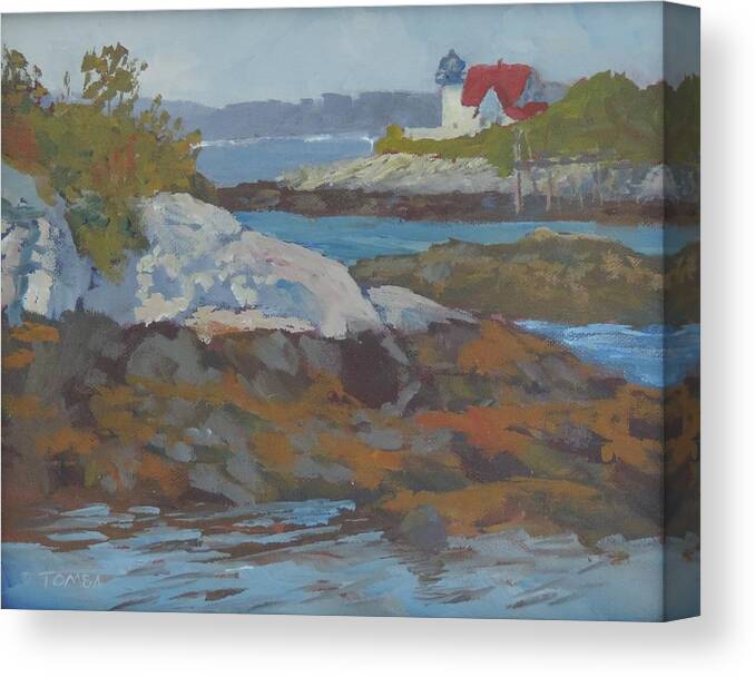 Acrylic Canvas Print featuring the painting Low Tide - Hendrick's Head Lighthouse by Bill Tomsa