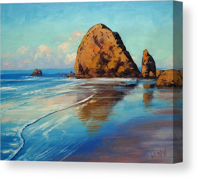 Seascape Canvas Print featuring the painting Low Tide Oregon by Graham Gercken