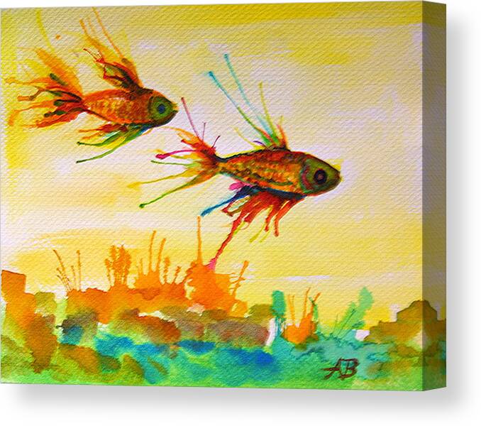 Fish Canvas Print featuring the painting Lucky Charms by Angelique Bowman