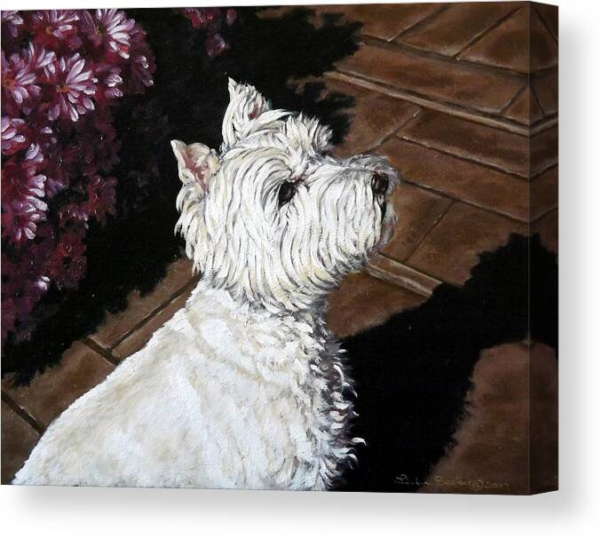 Animal Canvas Print featuring the painting Mac by Linda Becker