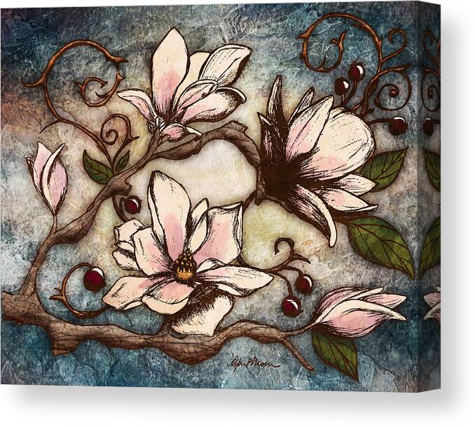 Magnolia Canvas Print featuring the digital art Magnolia Branch I by April Moen