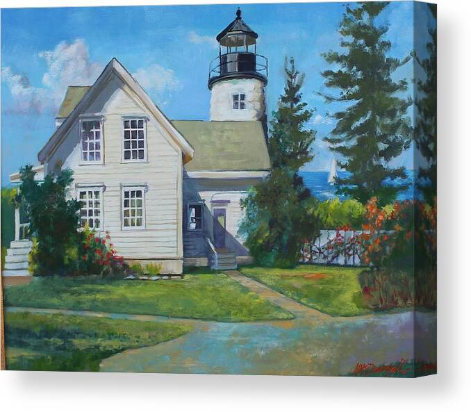  Canvas Print featuring the painting Maine Lighthouse by Michael McDougall