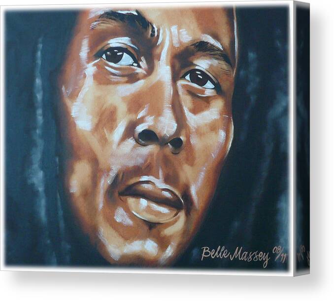 Portrait Of Bob Marley Canvas Print featuring the painting Marley by Belle Massey