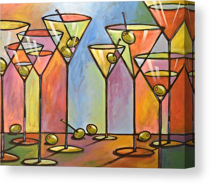 Martini Print Canvas Print featuring the painting Martini Bar ... Abstract alcohol art by Amy Giacomelli