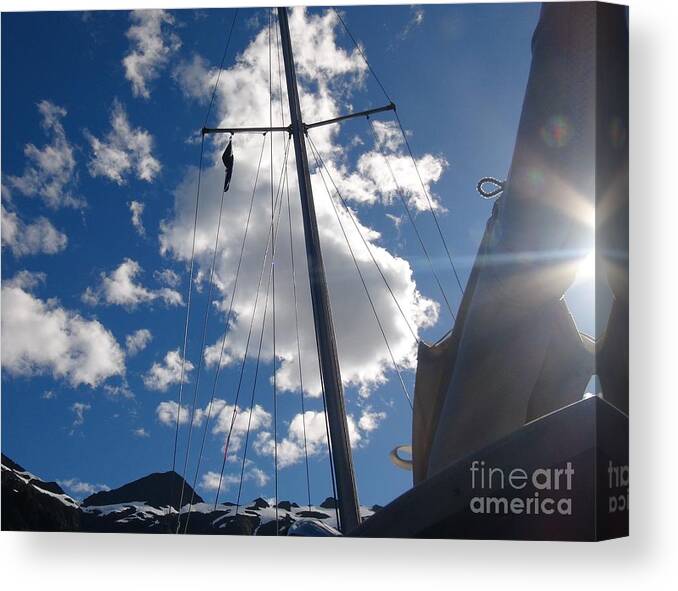 Sailboat Mast Canvas Print featuring the photograph Mast and Sky by Laura Wong-Rose