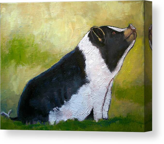 Pig Canvas Print featuring the painting Max the Pig by Carol Jo Smidt