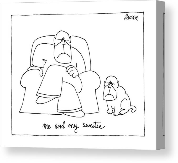Pets Canvas Print featuring the drawing Me And My Sweetie by Jack Ziegler