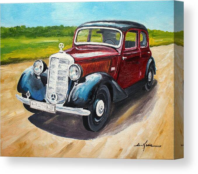 Mercedes Canvas Print featuring the painting Mercedes 170 v by Luke Karcz
