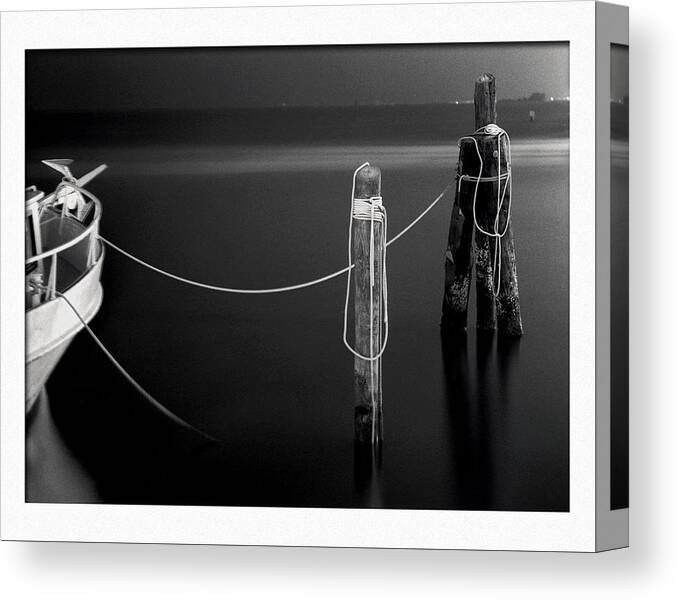 Black And White Canvas Print featuring the photograph Midnight Calm by Eric Benjamin