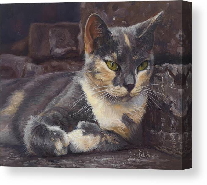 Cat Canvas Print featuring the painting Midsummer Day by Lucie Bilodeau
