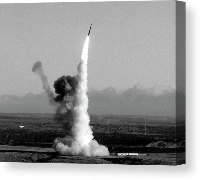 Minuteman Canvas Print featuring the photograph Minuteman Nuclear Missile Launch by Us National Archives