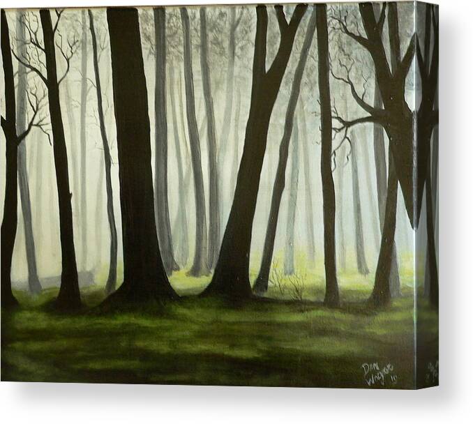 Woods Canvas Print featuring the painting Misty Forrest by Dan Wagner