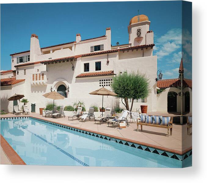 No People Canvas Print featuring the photograph Modern Building With Pool by Mary E. Nichols